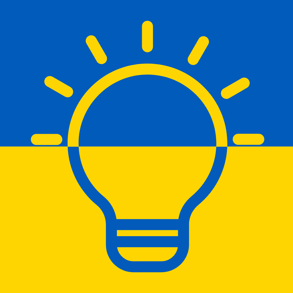 Lamp on the Ukrainian flag
